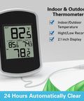 Wired Indoor Outdoor Thermometer With 2.1 Inch Display, 78.74 Inch Waterproof Probe, Fahrenheit Only, Real Time Indoor Outdoor Temp Monitor, Min Max Records, Easy Setup For Home Porch Or Garage, black digital unit with probe
