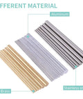 DIY Metal Rod Set 21 Pcs Brass, Stainless Steel, Aluminum Lathe Bar Stock, Round Rods 2mm to 8mm Diameters, different materials displayed