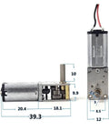 Mini N30 Full Metal Gearbox Gear Motor With Right Angle D Shaft DC 3V To 6V 10 RPM Slow Speed High Torque Reduction Motor shown in side view.