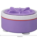 Portable Mini Washing Machine USB Powered Compact Clothes Washer Adjustable Timer For Delicates Underwear Produce And Dishes Purple with measurements.