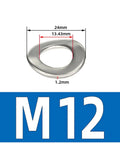 304 Stainless Steel Wave Spring Washers for Anti Vibration and Axial Locking in Bolts and Screws, M12 Size, 20 Pieces, Heavy Duty Built To Last Washer Kit for Hardware, shown with 24mm diameter and 1.2mm thickness