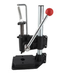 Heavy Duty Manual Press Punching Machine For Metal And Thick Leather With Adjustable Height Slider And 20Mm Die For Pro DIY Craft Hardware Processing Big Base side view with adjustable slider and handle.