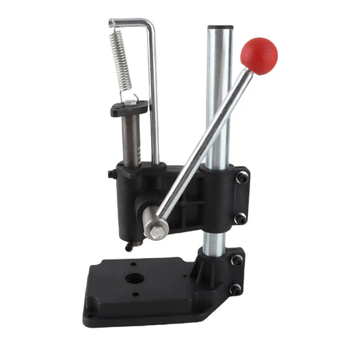 Heavy Duty Manual Press Punching Machine For Metal And Thick Leather With Adjustable Height Slider And 20Mm Die For Pro DIY Craft Hardware Processing Big Base side view with adjustable slider and handle.