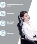 Woman using Two In One Office Chair Headrest Pillow And Lumbar Support, Ergonomic Neck And Back Pain Relief, Adjustable Headrest