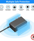 6V 2A Power Supply Cord For Elliptical Machines 1.8m Cable with safety protection features, shown with layered graphics.
