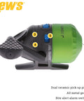 Side view of Crappie Thunder Spincast Fishing Reel With All Metal Gears And Ball Bearing Drive Built Tough Stainless Steel Nose Cone 4.3 To 1 Gear Ratio Right Or Left Hand Retrieve Green Ready To Fish