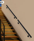 Upgrade Your Stairs With This Rock Solid Stainless Steel Wall Mount Handrail, black flush mount handrail on indoor staircase.