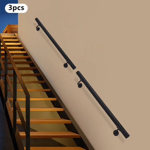 Upgrade Your Stairs With This Rock Solid Stainless Steel Wall Mount Handrail, black flush mount handrail on indoor staircase.