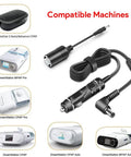 12V DC Power Cord Cable For DreamStation 2 Auto CPAP BiPAP Machines With Cigarette Lighter Car Plug Adapter displayed with compatible CPAP devices
