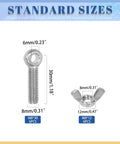 Six Pack Of M8 X 30mm Lifting Shoulder Eye Bolts With Wing Nuts In Stainless Steel Kit For Pipe Fasteners Machinery And Manufacturing Ring Eye Bolts With Butterfly Nuts For Heavy Lifting, size chart