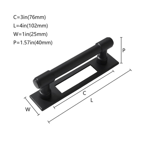 5 Pack 3 Inch Center To Center Black Cabinet Pull Backplates With Base Plate Zinc Matte Black Kitchen Cabinet Handles dimensions