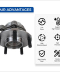 Wheel Hub And Bearing Assembly Direct Replacement For Nissan Altima 2007 2012 2 5L 4 Cylinder Models Only 5 Lug With ABS Compatible Hub Bearing Kit Premium Quality For Longevity And Smooth Braking front view with features