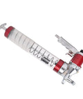 Beefy Heavy Duty Pneumatic Grease Gun With 12000 PSI High Pressure Seal, Leakproof Grip in metal and red finish, side view