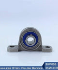 High Quality Stainless Steel Pillow Block Bearing Housing SKP005 25mm Shaft M8 Bolts front view