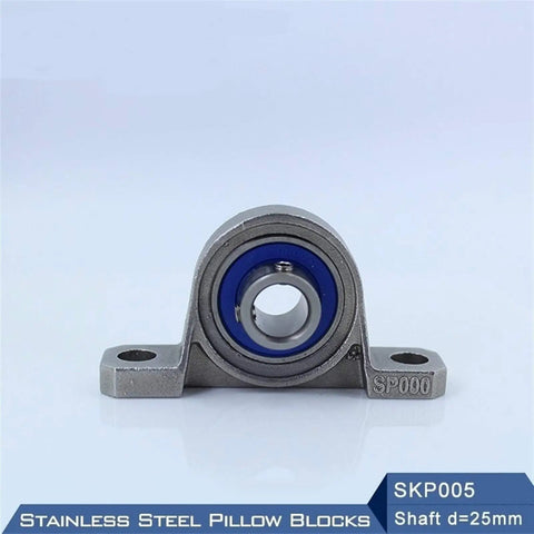 High Quality Stainless Steel Pillow Block Bearing Housing SKP005 25mm Shaft M8 Bolts front view