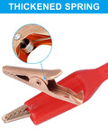 Pro Grade Copper Alligator Clips Set 35mm showing insulated crocodile clip with thickened spring and red cover for electrical testing.