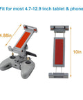 FPV Remote Controller 2 Tablet Mount For DJI FPV Drone Fits 4.7 To 12.9 Inch Tablets Or Phones with remote and mount dimensions