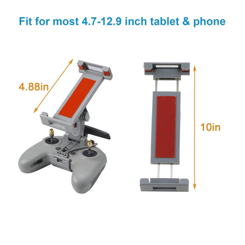 FPV Remote Controller 2 Tablet Mount For DJI FPV Drone Fits 4.7 To 12.9 Inch Tablets Or Phones with remote and mount dimensions