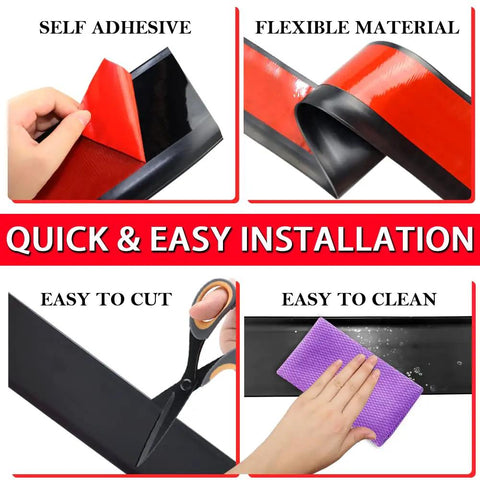 Top Notch Vinyl Wall Base Molding Four Inch Wide Peel And Stick Self Adhesive Rubber Floor Trim flexible and easy to install.