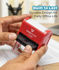 Copy By Date Self Inking Rubber Stamp Featuring Slick Red Ink Flow And Transparent Bottom For Your Daily Office Grind No Sweat Reinkable Tool That Keeps Paperwork Moving Smoothly Every Day being adjusted by hand.