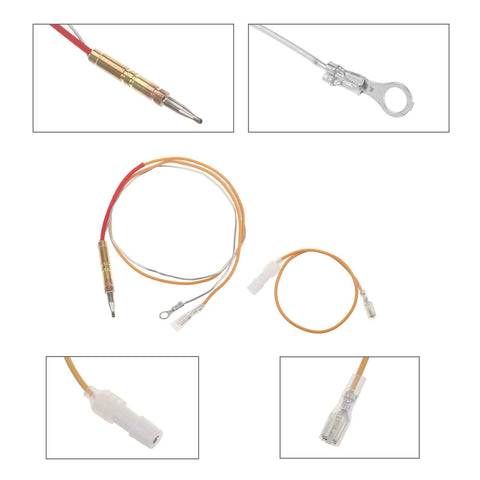 Timsec 2-pack propane tank top heater thermocouple safety assembly kit with orange wires and assorted connectors (collage)