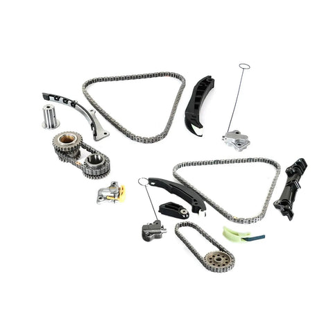 Premium 3.6L V6 DOHC Timing Chain Kit For 2011-2015 Chrysler Jeep Wrangler Grand Cherokee Ram Plus VW Pentastar Engine, metal parts laid out