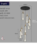 Modern Black Creative Pendant Lamp Pretty Waist LED Light for Duplex Living Room Staircase Loft Restaurant (Colour: 8 lights Neutrallight4000K)