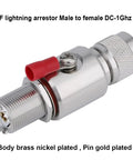 UHF Lightning Arrestor Surge Protector PL-259 Male to SO239 Female for HAM Radio, brass nickel plated with grounding screw