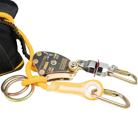 Top Shelf Workhorse Temporary Horizontal Lifeline System Featuring 100 Foot Heavy Duty Weather Resistant Kernmantle Rope For Four Crew OSHA Compliant Safety Rig