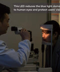 Eye examination using NoGlare Diagnostic Medical Pen Light With Pocket Clip, Warm 3000K LED And 85 CRI, in a clinical setting