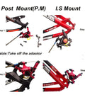 Hydraulic Disc Brake Kit For Mountain Bikes And All Road Rigs installation steps on red bicycle frame