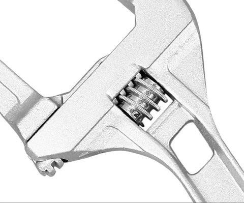 Close-up of Lightweight Aluminum Alloy 8 Inch Adjustable Wrench With Wide Jaw For Plumbing 6 To 68mm Heavy Duty Spanner Smooth Turbine Slider