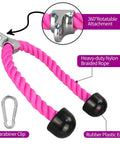 Pink Tricep Rope Cable Attachment For Gym And Home Workouts 27 Inch Length With Carabiner Durable Nylon Build For Triceps