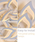 Dimmable LED Ceiling Light With Remote Control, Modern Acrylic Flush Mount Fixture, Flower Shape Metal Chandelier