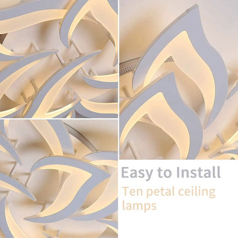 Dimmable LED Ceiling Light With Remote Control, Modern Acrylic Flush Mount Fixture, Flower Shape Metal Chandelier