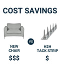 Cost savings comparison between new chair and Pro Grade Metal Tack Strips Pack Of Five 24 Inches Long for upholstery fixes.