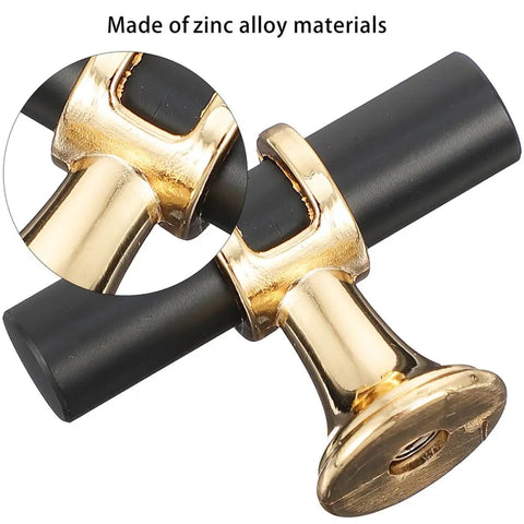 Close-up of 10 Piece Black Zinc Alloy Cabinet Handles And Drawer Pulls For Wardrobe Dresser And Furniture Replacement Hardware
