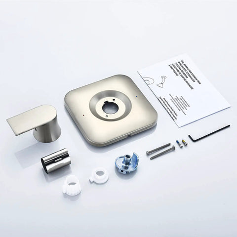 Genta LX Posi-Temp Valve Trim Kit Upgrade In Brushed Nickel For 2510 2520 2570 2590 Valves All Metal Construction Easy To Adjust Lever Handle With Red Blue Temperature Indicator Trim Kit Only components on display