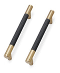 Matte Black And Champagne Bronze Knurled Cabinet Pulls Set Of 10 With 5 Inch Hole Centers Aluminum Alloy Drawer Handles close-up view