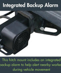 Close-up of Heavy Duty Powered Quick Disconnect Warning Whip Safety Flag Hitch Mount With Backup Alarm, showing integrated alarm system.