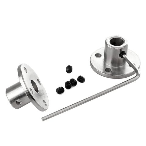 Bonsicoky 6mm rigid flange coupling kit with two aluminum flanges, four screws, and hex wrench.
