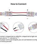 5V DIY LED Strip Light Kit For 3D Printer Projects connection guide with terminal slots and wire instructions