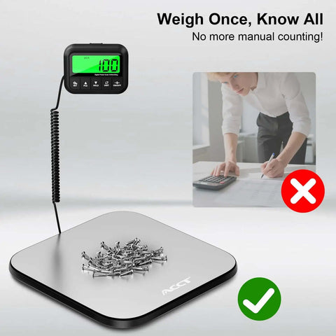 Beefy 440Lb Postal Scale With Stainless Steel Platform Tare Hold And Counting Functions, with digital display showing 100