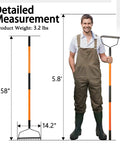 Man holding Heavy Duty Garden Rake With 14 Tines And 58 Inch Fiberglass Handle Built To Last High Carbon Steel Build, 5.8 feet tall