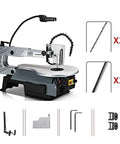 Heavy Duty Desktop Curve Saw Cuts Wood And Steel Without Breaking A Sweat Corded Electric Jig Tool With Dust Free Shield and angled adjustments.