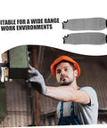 Heavy Duty Cut Resistant Arm Sleeves With Thumb Hole And No Sweat Breathable Design For Mechanics And Craftsmen, gray forearm armor worn by worker.