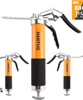 Heavy Duty 8000 PSI Grease Gun Kit With Quick Release Coupler And One Hand Friendly Ergonomic Grip displayed with visible components