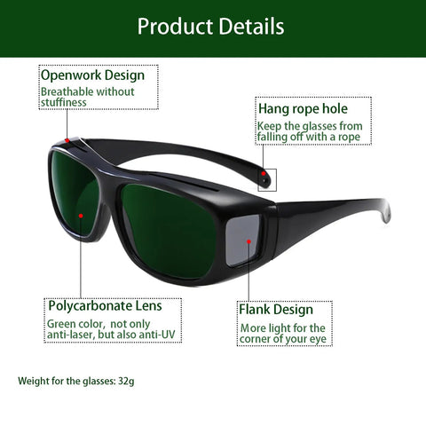 Laser Safety Glasses With Green Absorption Lens For Engravers And Cutters 5 Pack Black Frames Pro Grade Eye Protection