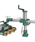 Pro Grade Three Roller Variable Speed Power Feeder With Brushless 220V Motor showing three yellow rollers and adjustable frame