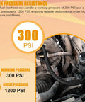 Beefy Half Inch Fuel Line High Pressure Hose 300 PSI Nylon Reinforced 10 Ft installed in engine compartment